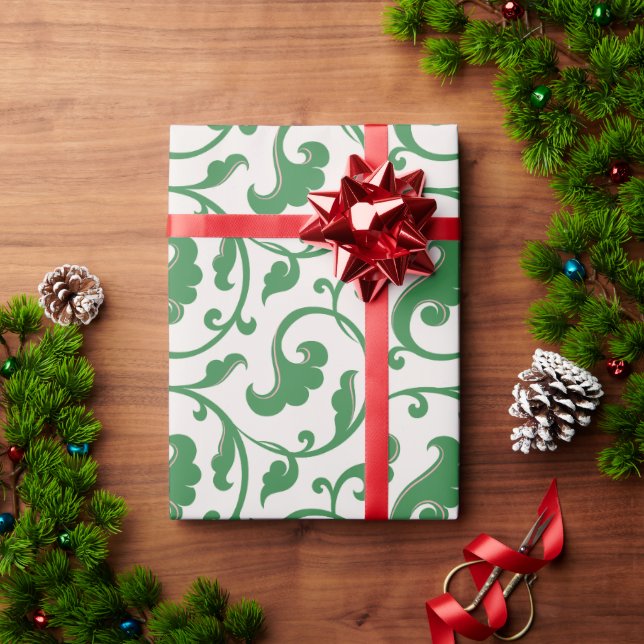 Papel De Regalo Monograma verde femenino elegante del estampado de (Regalo de vacaciones)