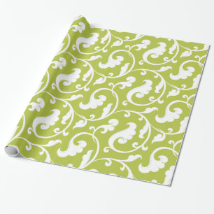Papel De Regalo Monograma verde femenino elegante del estampado de