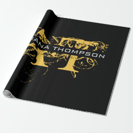 Papel De Regalo Monogramado en oro y negro con problemas modernos