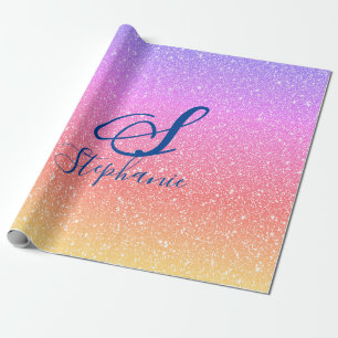 Papel De Regalo Monogramas de color rosa morado Purpurinoso