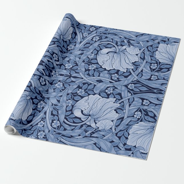 Papel De Regalo Monotona azul impernel. William Morris (Desenrollado)