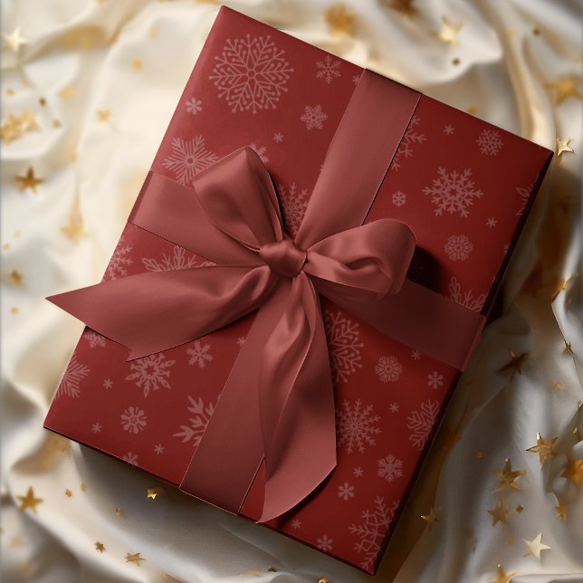 Papel De Regalo Monotone Winter Snowflake Crimson Red (Subido por el creador)