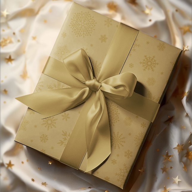 Papel De Regalo Monotone Winter Snowflake Gold (Subido por el creador)