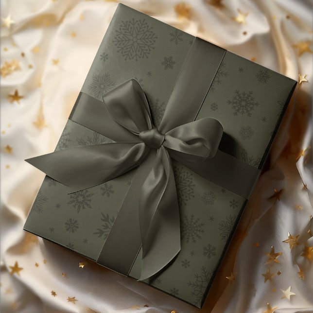 Papel De Regalo Monotone Winter Snowflake Pine Green (Subido por el creador)