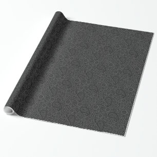 Papel De Regalo Monotones de color negro y gris oscuro Floral Pais