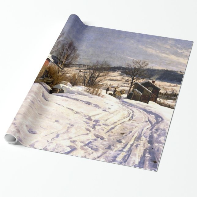 Papel De Regalo Monsted - Paisaje invernal en Lillehammer (Desenrollado)