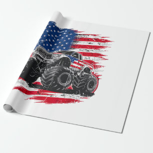 Papel De Regalo Monster Truck Bandera de Estados Unidos