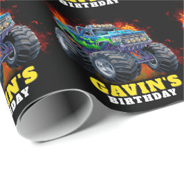 Papel De Regalo Monster Truck fiesta de cumpleaños personalizada