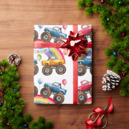 Papel De Regalo Monster Truck Rainbow Boy Birday Bash