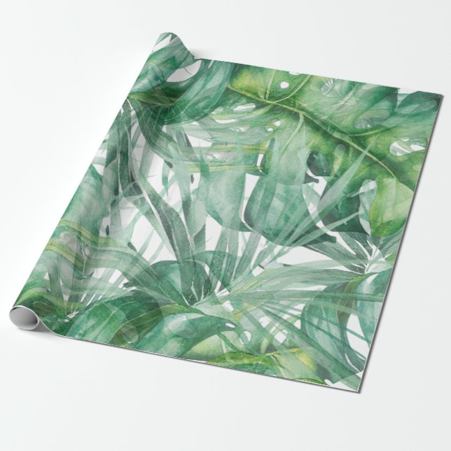 Papel De Regalo Monstera deja Tropical (Desenrollado)