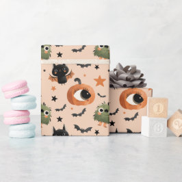 Papel De Regalo Monstruo de calabaza y patrón de murciélago Hallow