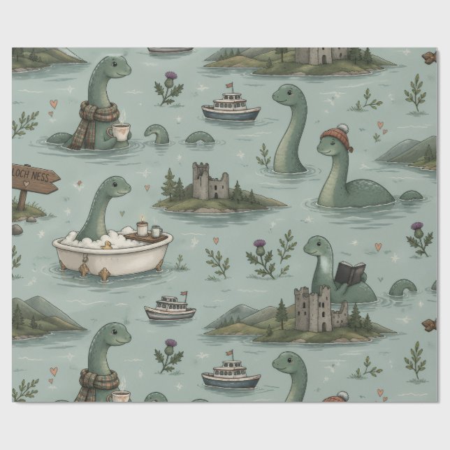 Papel De Regalo Monstruo del Lago Ness  (Superficie plana)