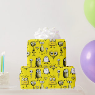 Papel De Regalo Monstruos amarillos