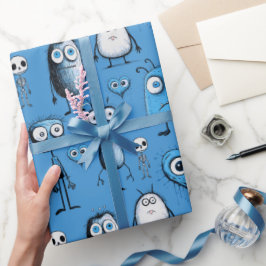Papel De Regalo Monstruos azules