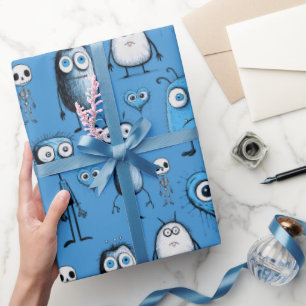 Papel De Regalo Monstruos azules