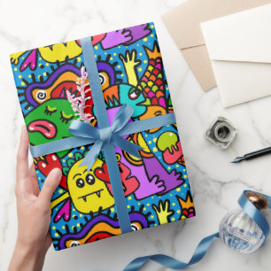 Papel De Regalo Monstruos de Doodle coloridos Regalo de Ocasión