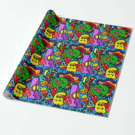 Papel De Regalo Monstruos de Doodle coloridos Regalo de Ocasión
