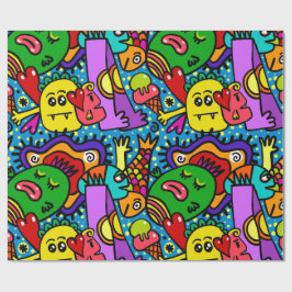 Papel De Regalo Monstruos de Doodle coloridos Regalo de Ocasión