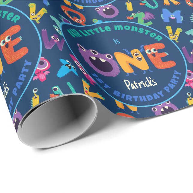 Papel De Regalo Monstruos de los Alpes Primer cumpleaños nuestro p (Esquina del rollo)