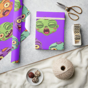 Papel De Regalo Monstruos Divertidos Zombies Para Halloween
