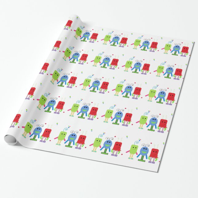 Papel De Regalo Monstruos Pequeños Tontos (Desenrollado)
