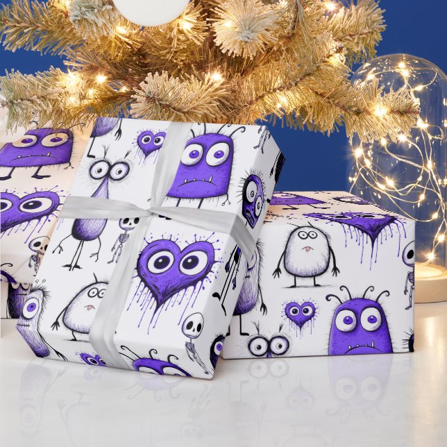 Papel De Regalo Monstruos púrpura (Vacaciones)
