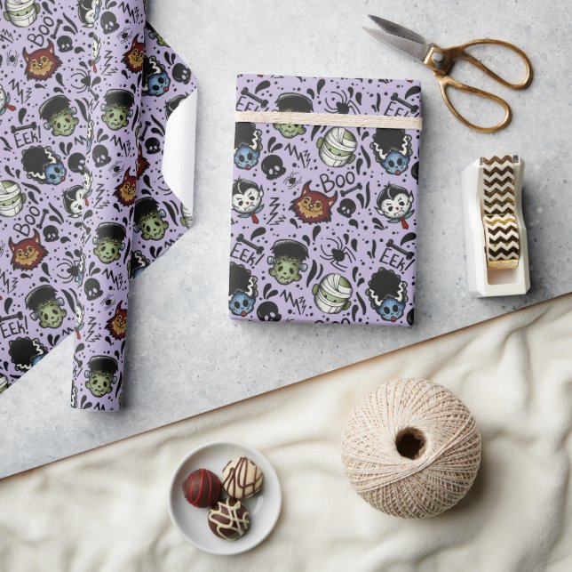 Papel De Regalo Monstruos Universales- Morado (Artesanía)