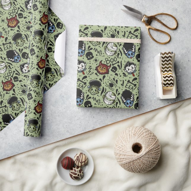 Papel De Regalo Monstruos Universales - Verde (Artesanía)