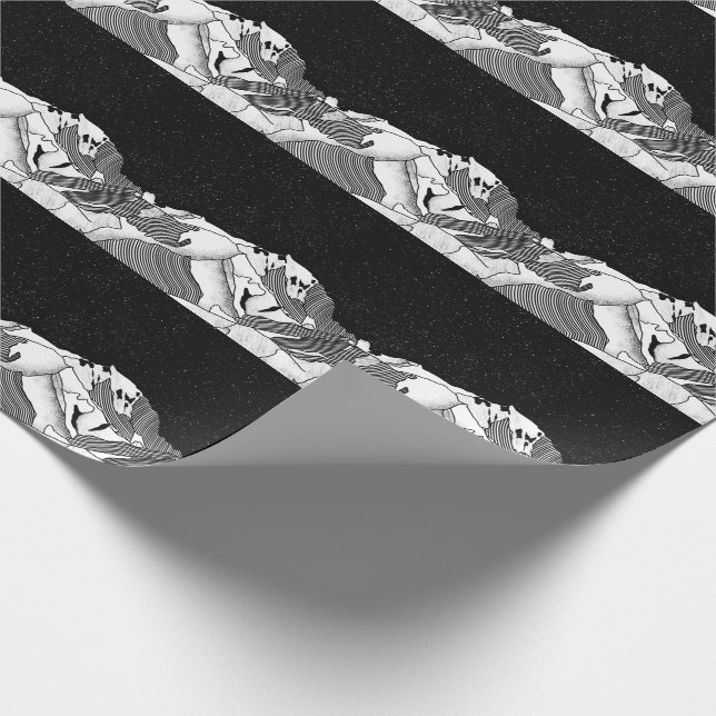 Papel De Regalo Mont Blanc montaña blanca y negra (Esquina)