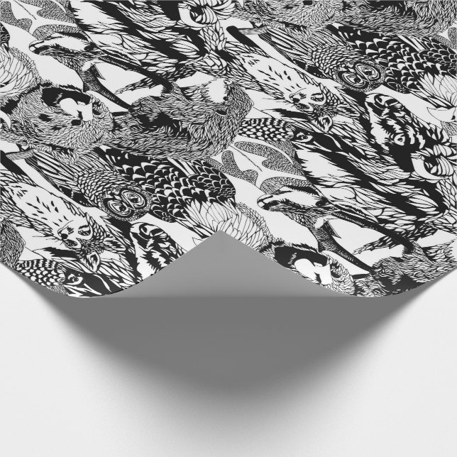 Papel De Regalo Montaje de madera del Critter de la insignia (Esquina)