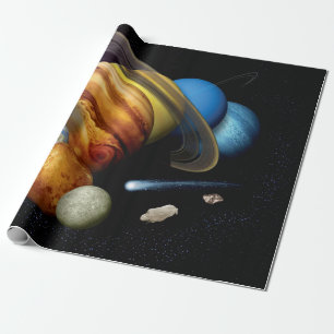 Papel De Regalo Montaje de planetas del sistema solar de NASA JPL