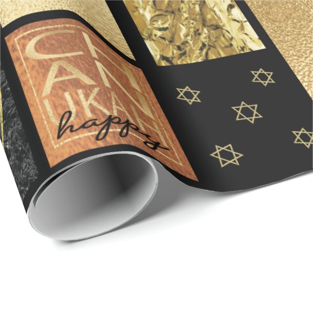 Papel De Regalo Montaje dorado de Chanukah (Esquina del rollo)