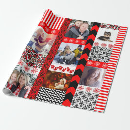 Papel De Regalo Montaje fotográfico de 9 retratos familiares