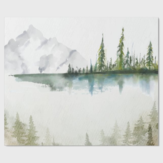 Papel De Regalo Montaña, bosque, lago (Superficie plana)
