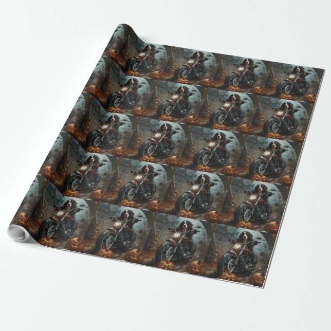 Papel De Regalo Montaña de Bernese Motocicleta Halloween Scary (Desenrollado)