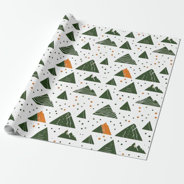 Papel De Regalo Montaña mínima y verde (Desenrollado)