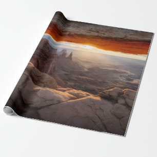 PAPEL DE REGALO MONTAÑA ROCKY MARRÓN DURANTE EL SOL
