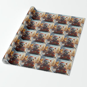 Papel De Regalo Montaña Rusa De Perro Bull Terrier Navidad