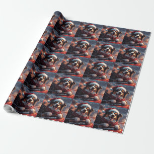 Papel De Regalo Montaña Rusa de Perro Kelpie Australiano de Navida