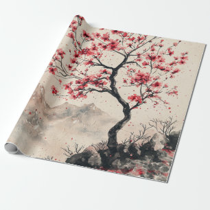 Papel De Regalo Montaña Serenidad Crimson Sakura (1)