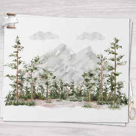 Papel De Regalo Montaña y bosque en acuarela