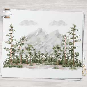 Papel De Regalo Montaña y bosque en acuarela