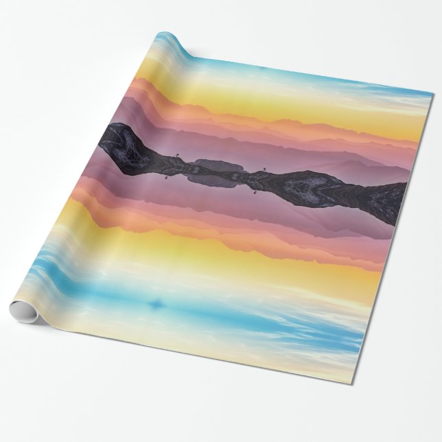 Papel De Regalo Montañas al atardecer, cielo arriba y abajo (Desenrollado)