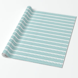 Papel De Regalo Montañas aztecas - Verde azul claro sobre blanco