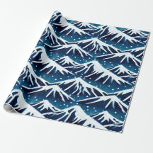 Montañas Azul Retro Snowy