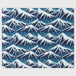 Papel De Regalo Montañas Azul Retro Snowy