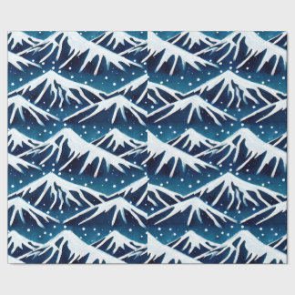 Papel De Regalo Montañas Azul Retro Snowy
