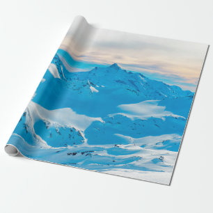 Papel De Regalo Montañas con picos de nieve y nieve al atardecer,a