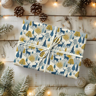 Papel De Regalo Montañas de invierno de ciervos celestes