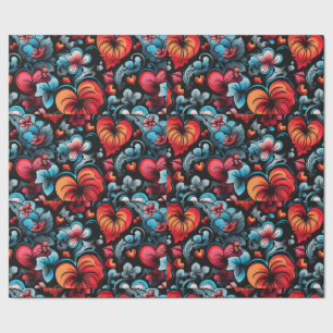 Papel De Regalo Montones de Rosas Tattoo Hearts Tema digital